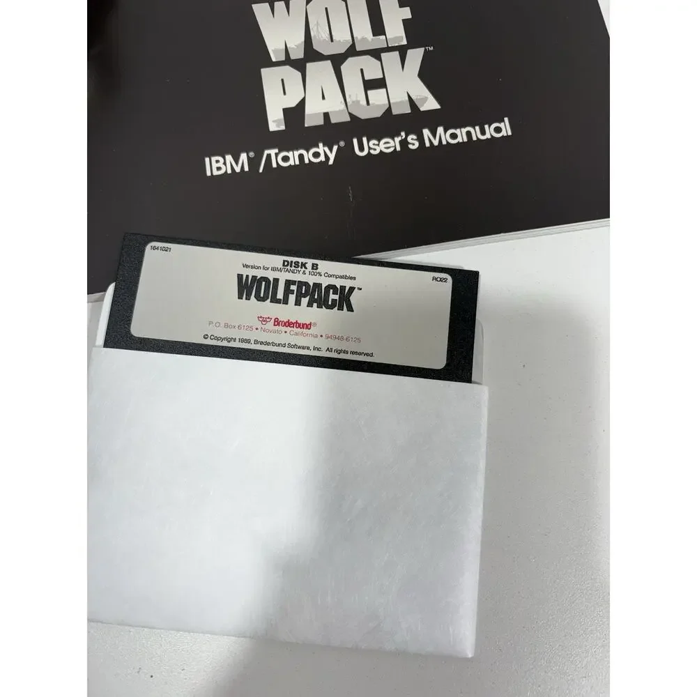 1990 Wolf Pack Broderbund Nova Logic For IBM Tandy Naval Strategy Game Vintage‎